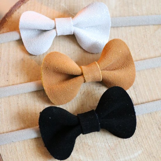 Haarbandje strik leer cognac