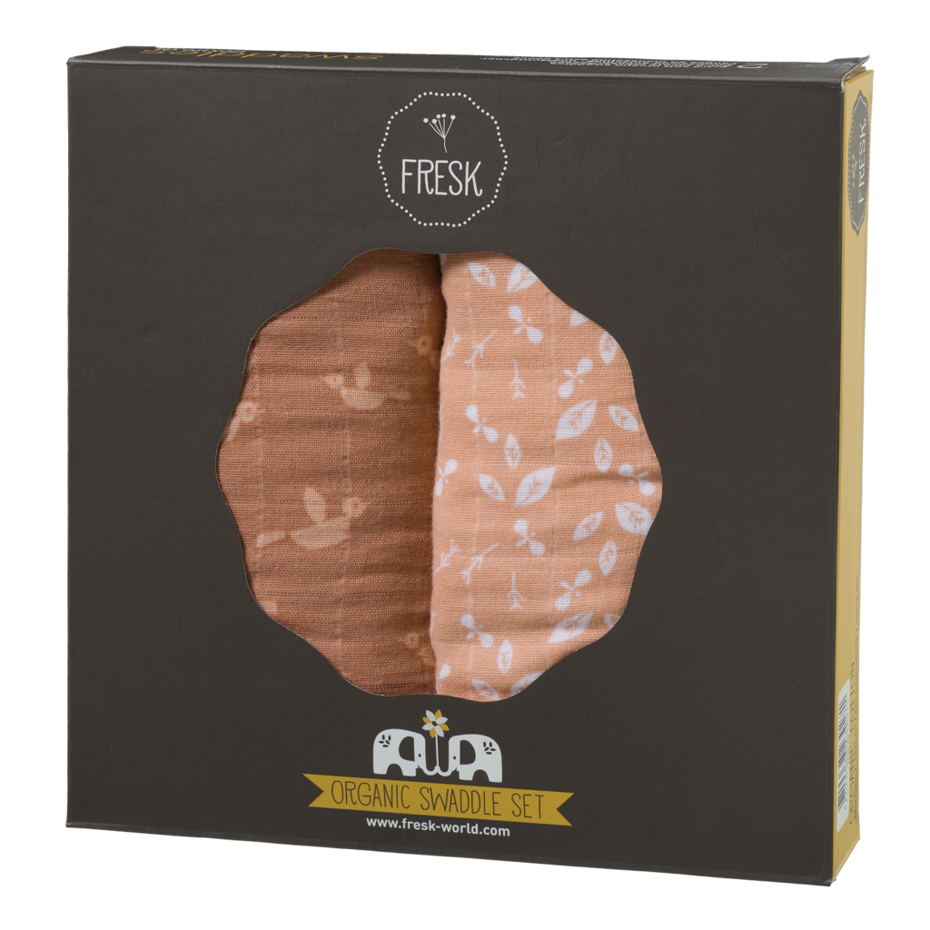 Swaddle set 2 birds/leafs