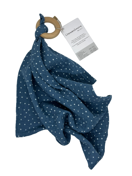 Chewie doek+ ring (blue polka)